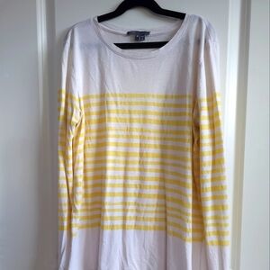 Long sleeve White Vince shirt with Yellow Stripes